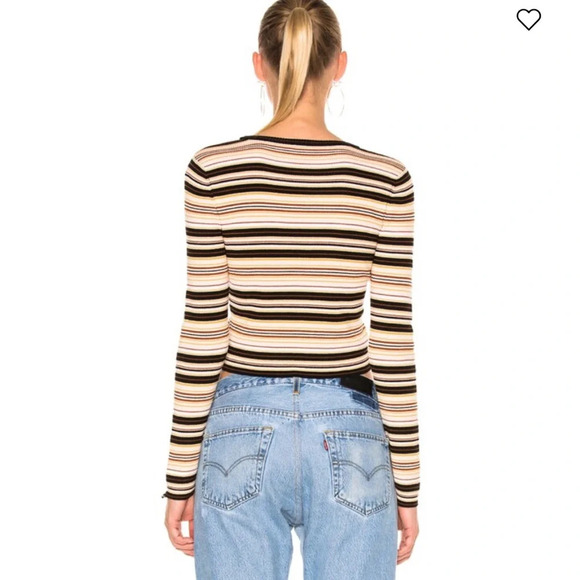 A.L.C. ALC Rene Striped Merino Wool Crop Sweater Y2K Style - Picture 5 of 10